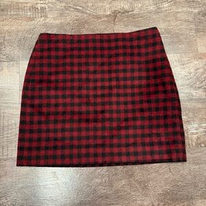 Madewell Buffalo Checkered Red And Black Upstate Wool Blend Skirt Size 4